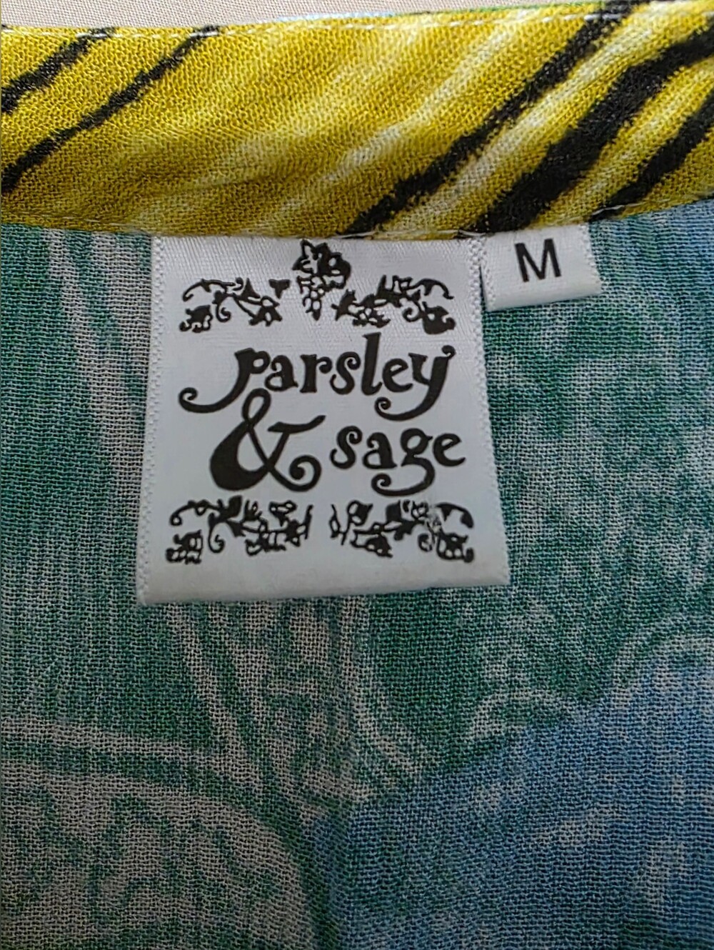 Parsley & Sage Blue Green Orange Paisley Floral V-Neck Tunic Size M - Picture 4 of 7